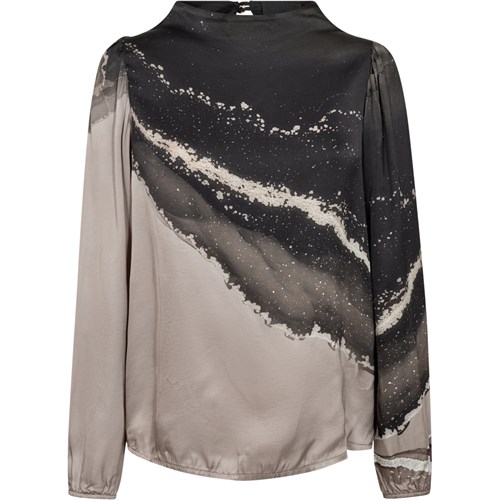 NÜ Fia Bluse med Print, Cigar Mix